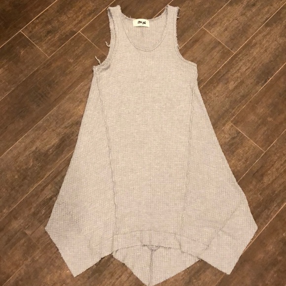 Hippie Love Gray Tank Dress, Soft Comfy Waffle Weave Boho Tank Dress!! - Picture 5 of 10